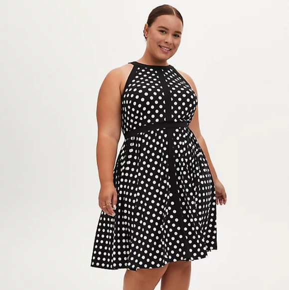 torrid Dresses & Skirts - Torrid Black & White Polka Dot Knit Skater Dress